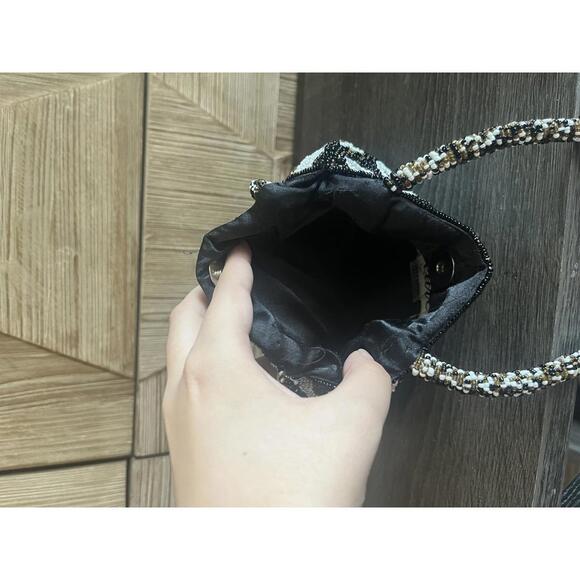 Vintage Leopard Print Beaded Purse Mini Handbag Chic - Picture 4 of 5